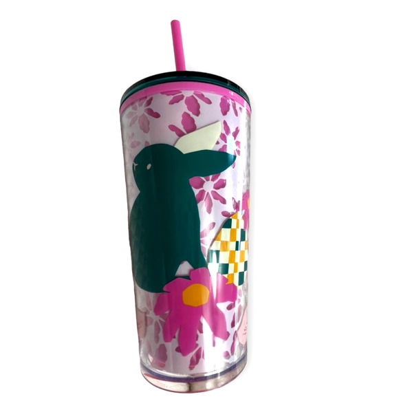 Starbucks 2023 Easter Spring Pink Mod Bunny Floral Tumbler 16oz Grande Cup NWT - Picture 3 of 12